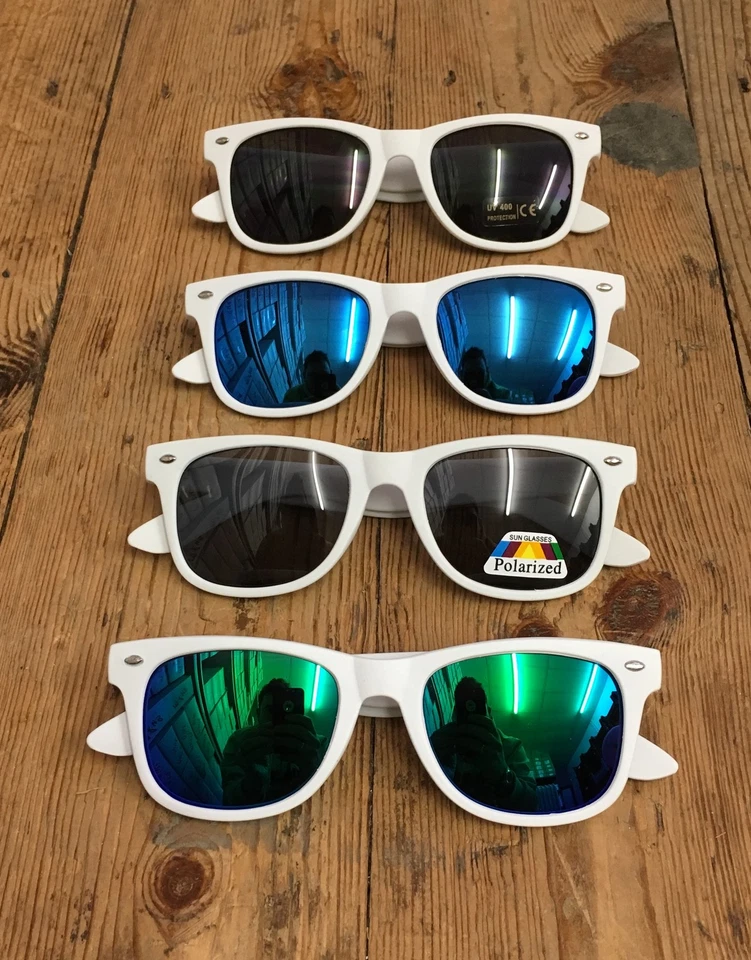 Hommes Femmes Lunettes de Soleil Blanc Polarisé Verres Mat " Caoutchouc Touché " - Photo 1/1