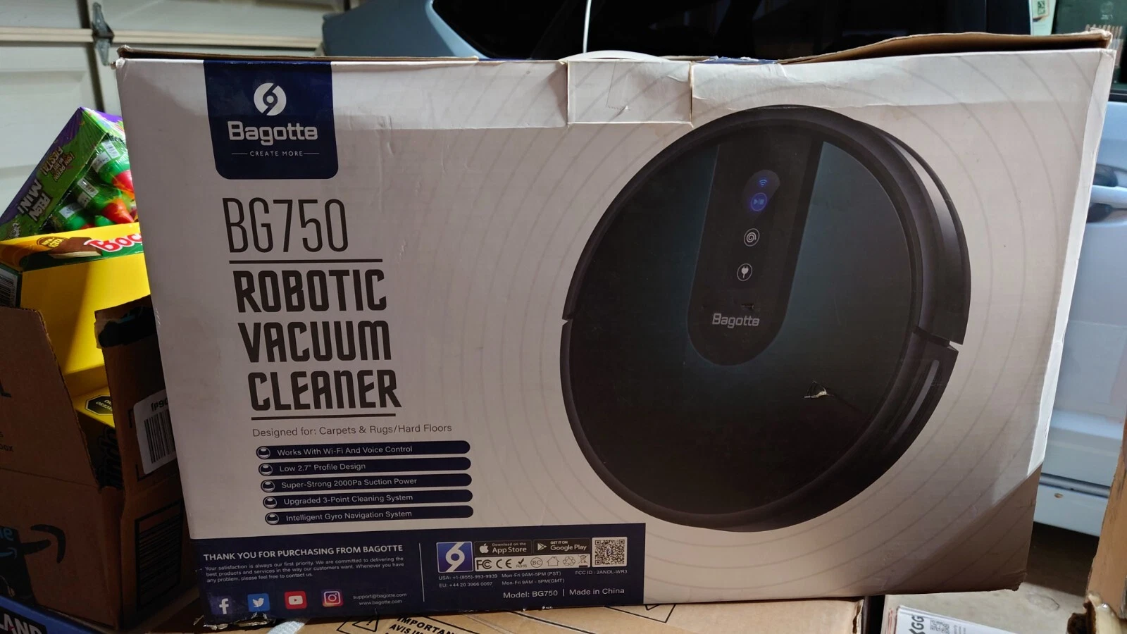 Bagotte BG750 Robot Vacuum Sweep Mop Cleaner 4 In 1 Wifi Connection App Control
