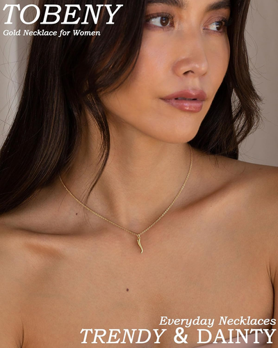 Gold Necklace for Women Trendy 14K Gold Plated Dainty Bow Heart Cross Pendant Ne - Imagen 5 de 12