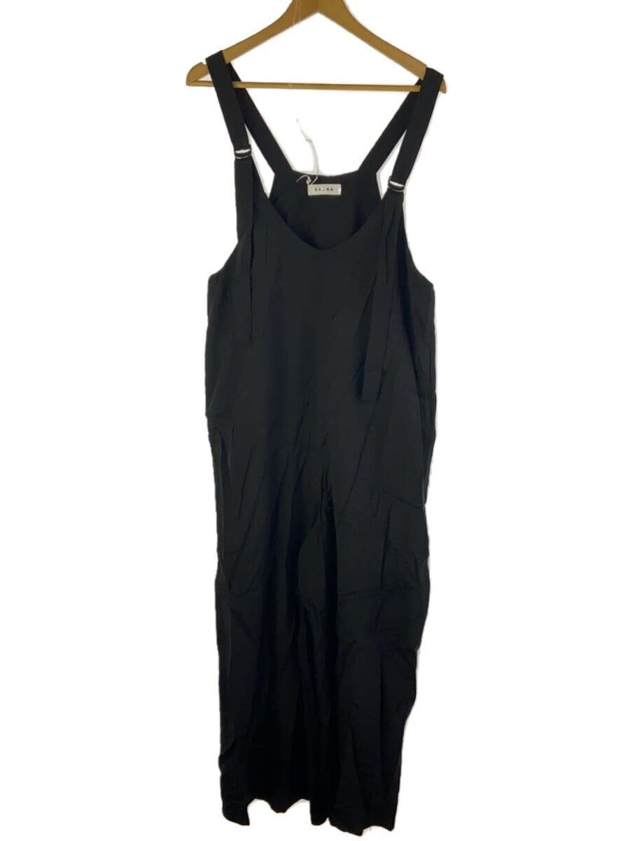 【SACRA】RAYON SILK SALOPETTE SACRA overalls RAYON SILK SALOPETTE 38 Black plain 122201051