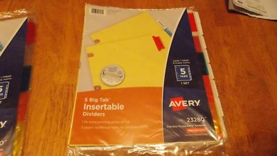 Avery 72782 Buff Colored Insertable Dividers – 5-Tab, Copper Reinforced, For Binders & Organization