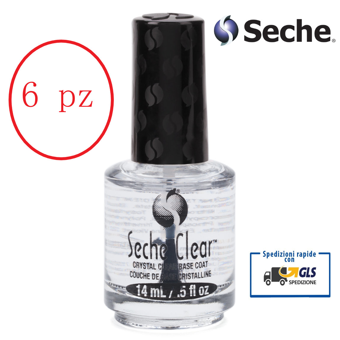 Set 6 Pezzi Seche Crystal Clear Base: Manicure Antigiallo 14ml Shop