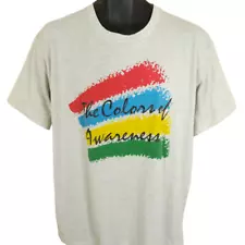 Vintage Colors Of Awareness T Shirt Mens Size XL Gray 90s Rainbow Made In USA