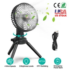 Foldable Camping Fan Emergency Power Bank Home Office Desk Fan Rechargeable Fan
