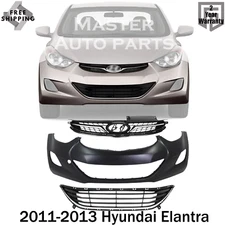 NEW Front Bumper Cover Fascia & Grille Assembly For 2011-2013 Hyundai Elantra