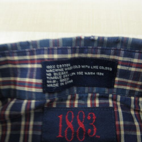 Lucchese Shirt Mens Medium Blue Red Button Up Western 1883 Rodeo Workwear Checks - Picture 6 of 11