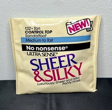 No Nonsense Sheer & Silky Pantyhose Control Top Sandalfoot Tan Sz Medium to Tall