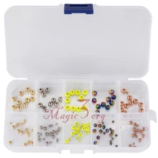 150pcs Fly Tying Materials Tungsten Beads Kit Mixed Colors Nymph Streamer Head 