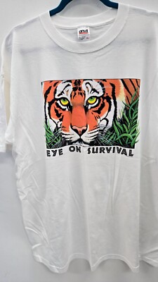 Vintage 1990's Human-i-Tees T-shirt ''Eye on Survival'' Tiger Size XL  NOS
