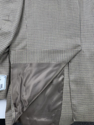 Polo University Club Ralph Lauren Blazer Size 43R Houndstooth Wool Beige Factory - Picture 19 of 19