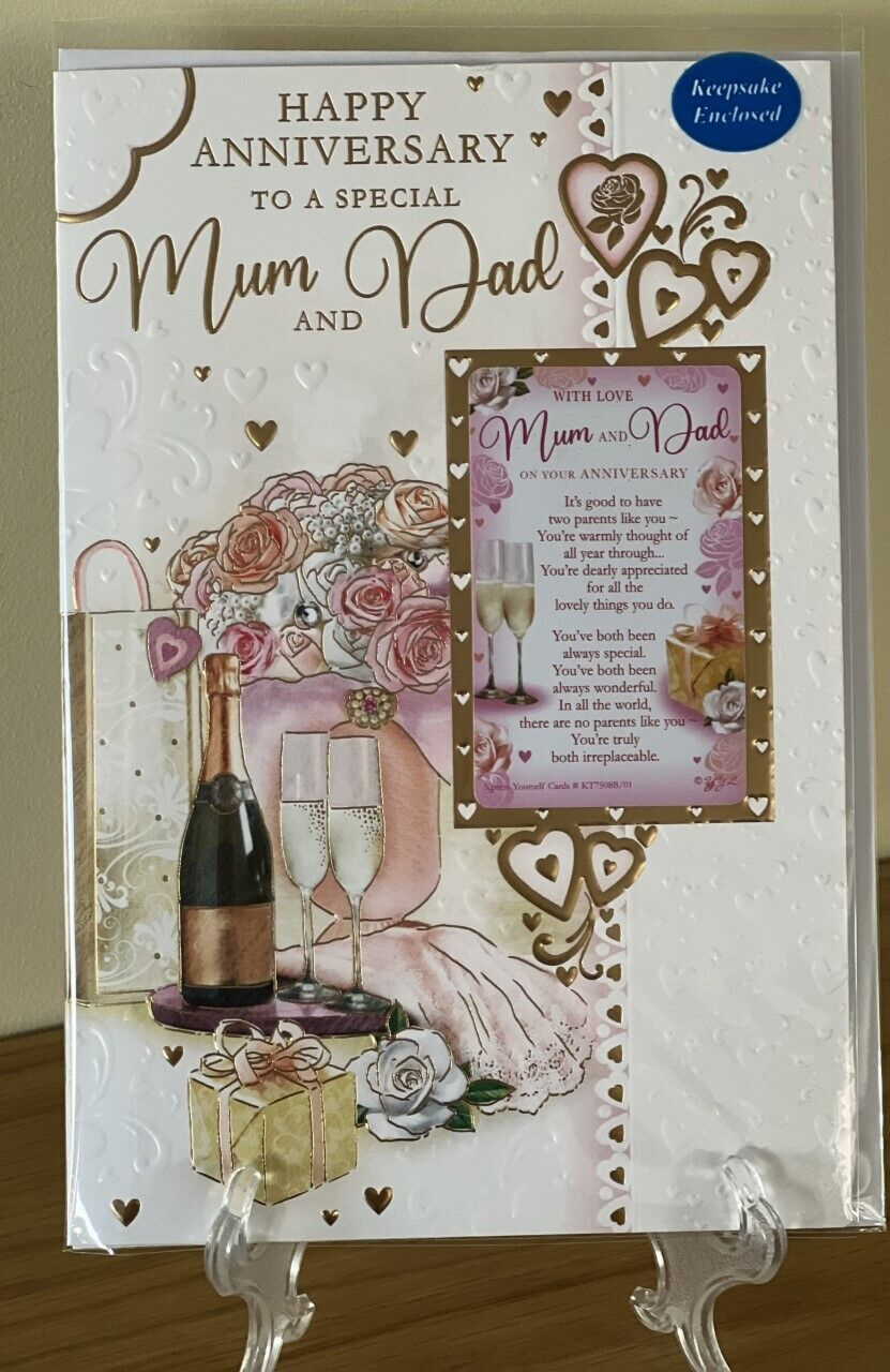 Happy Anniversary To A Special Mum & Dad Gold Foil Quality Keepsake Card