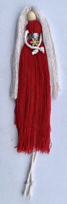 30 cm roter Makramee Engel Puppe Hängedeko