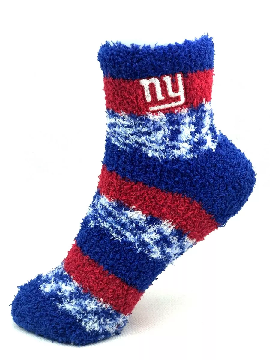 New York Giants Football Red & Blue RMC Pro Stripe Soft Fuzzy Socks