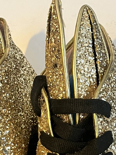 Minna Parikka Bunny Ears Sneaker •Women 40 /US 9• Gold Glitter Black Hi Top - Picture 9 of 15