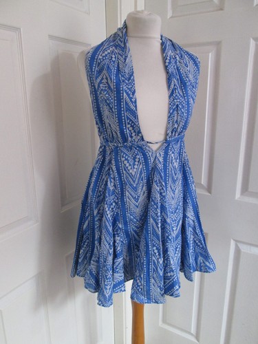 ZARA Blue and White Summer Short Dress Size M / UK12