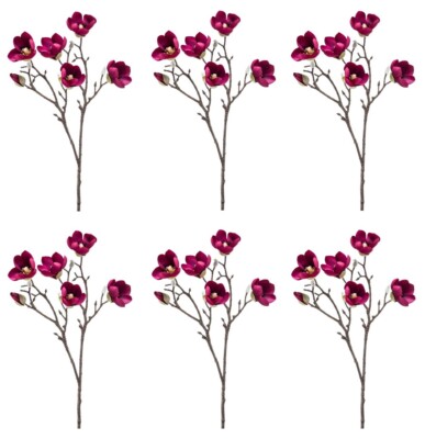 6er Set knstliche Magnolien mit 5 Blten pink H. 65cm Emerald Kunstblumen  | eBay.de
