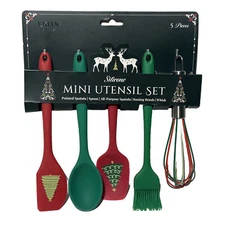 Christmas Silicone Mini Utensil Set 5 Pc BKLYN Steel Co. New