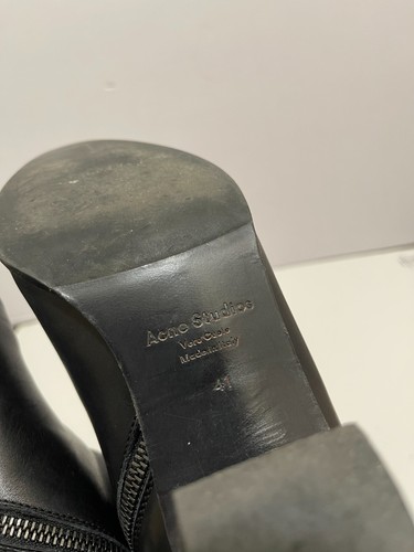 ACNE STUDIOS Black Leather Ankle Boots Cuban heeled Booties Pointed toe 41 10.5 - Picture 23 of 24