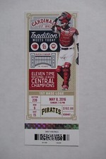 CARDINALS VS PIRATES 5/8/2016 FULL TICKET ~ JASO/POLANCO/HAZELBAKER HRs