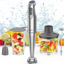 12-Speed Turbo 5-in-1 Stainless Steel Stick Blender 1100W Immersion Hand Blender
