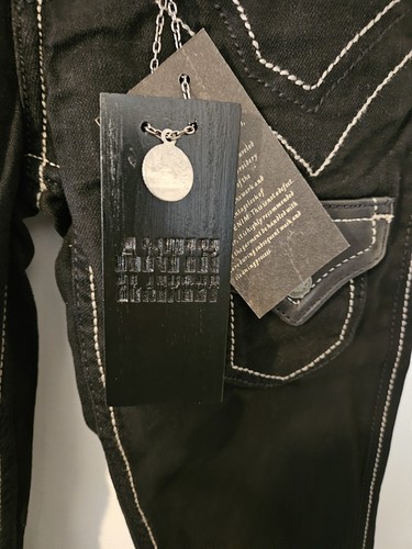 ANTIK Denim Damenjeans schwarzer Stil WOS2934 Gr. 25 mit schwarzen Lederakzenten neu mit Etikett - Bild 6 von 11