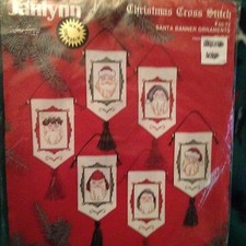 Janlynn Christmas Cross Stitch Kit "Santa Banner Ornaments"  40-72 - New 1988