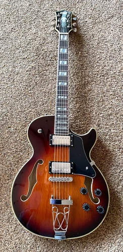 IYV IJZ-300 TSB Jazz Solid Hollow Body Electric Guitar, Tobacco Sunburst