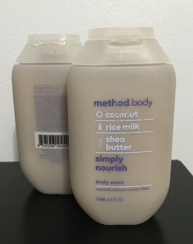 2 Method Body Wash Coconut , Rice Milk , Shea Butter Simply Nourish 3.4 oz