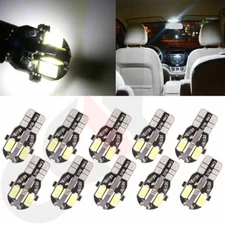 10Pcs T10 W5W Canbus Error Free 6000K White T10 5630 8SMD LED Dome Lamp Bulbs