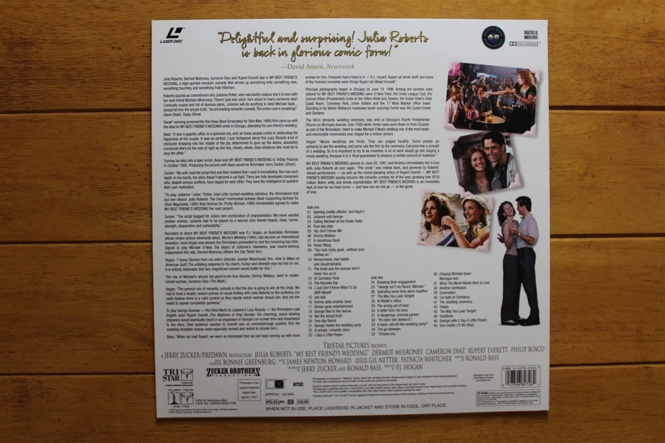 MY BEST FRIENDS WEDDING LASERDISC LD DELUXE WIDESCREEN JULIA ROBERTS [57] - Image 2 of 4