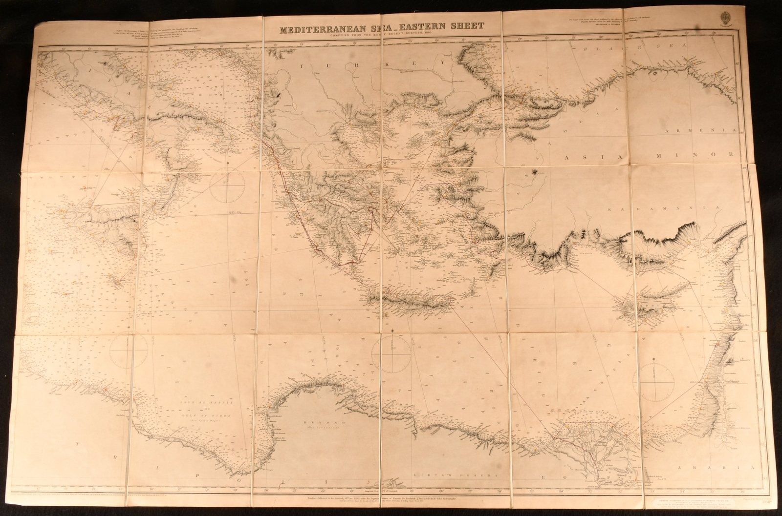 1883 Mediterranean Sea Eastern Sheet Ordnance Map Folding Map Edward Stanford...