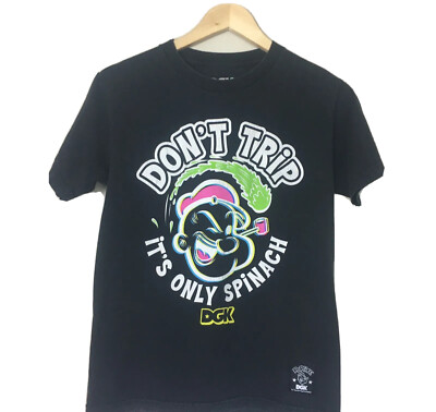 DGK shirt Popeye Dirty Ghetto Kids Skateboard shirt Black Crew Neck DGK tee S