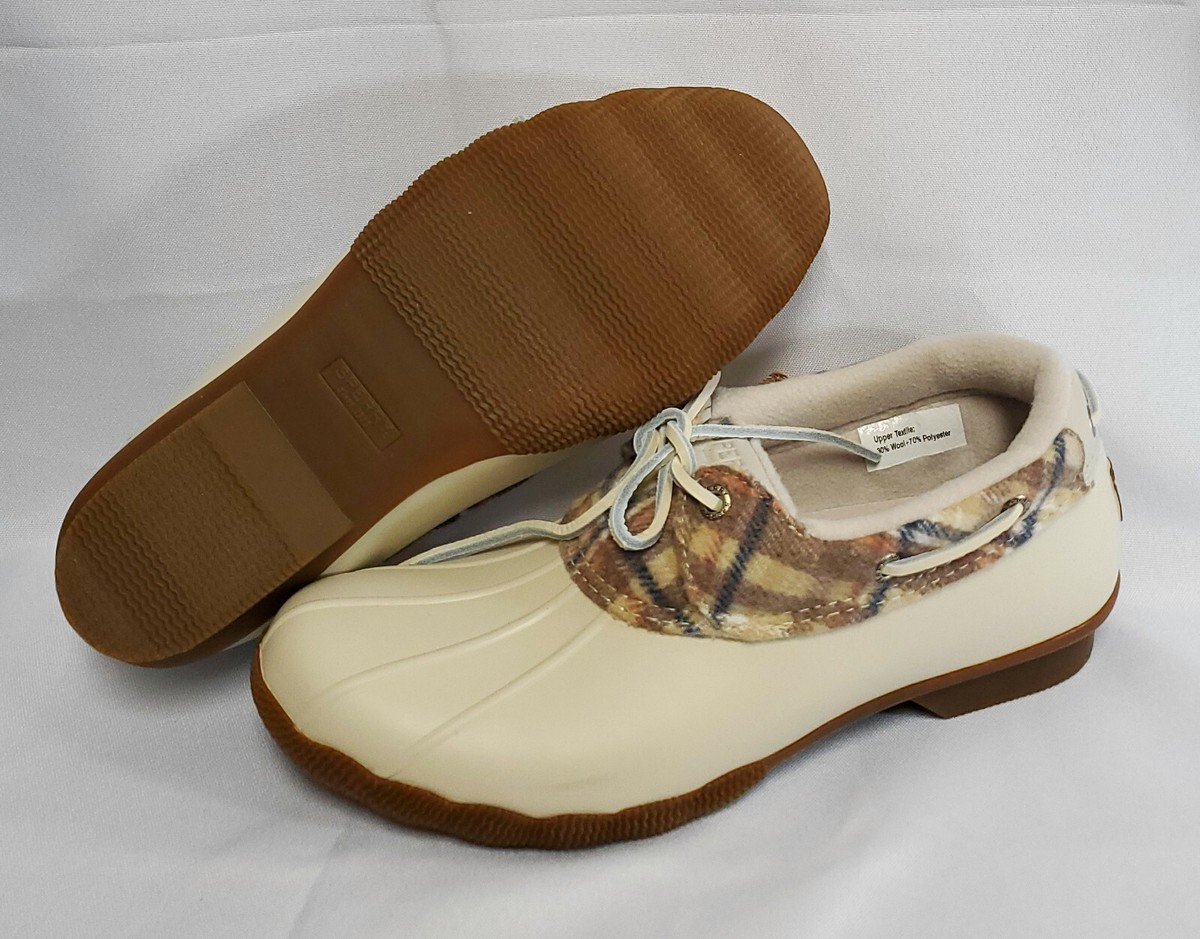 Womens Sperry Top Sider Saltwater 1 Eye Plaid Ivory STS882233 Duck