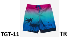 Men's 8.5" Elastic Board Corona Sunset Swim Shorts - Blue/Green, Size Large