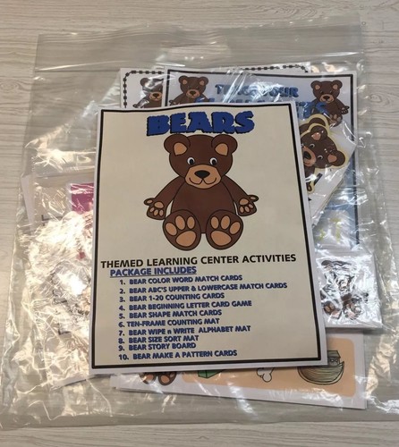 BEARS -THEMED Learning Activities Package - LAMINATED - Teaching supplies