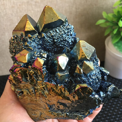 420g Rainbow FLAME AURA Quartz Plating Titanium Crystal Cluster Healing md471