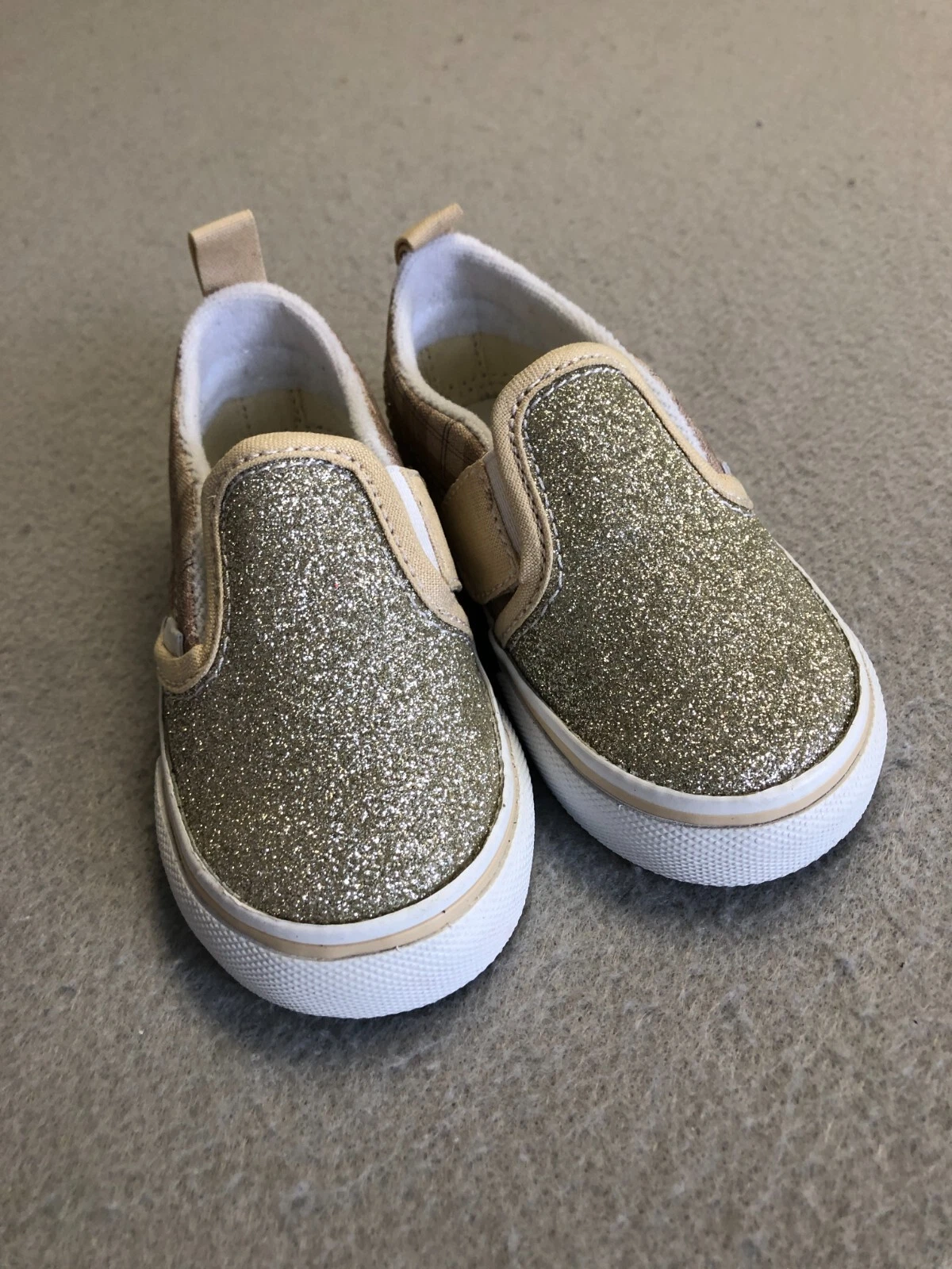 Vans Sneakers Bambino Bambina Taglia 5 Nuove Slip On Glitter Plaid Scarpe Casual
