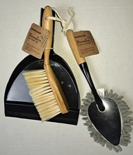 Masthome 3-Piece Natural Bamboo Dust Pan and Chenille Duster