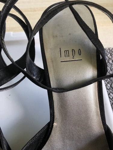 IMPO Black Vantage Strappy Dressy Heels Rhinestones Cocktail Shoes Women’s 8M - Picture 4 of 12