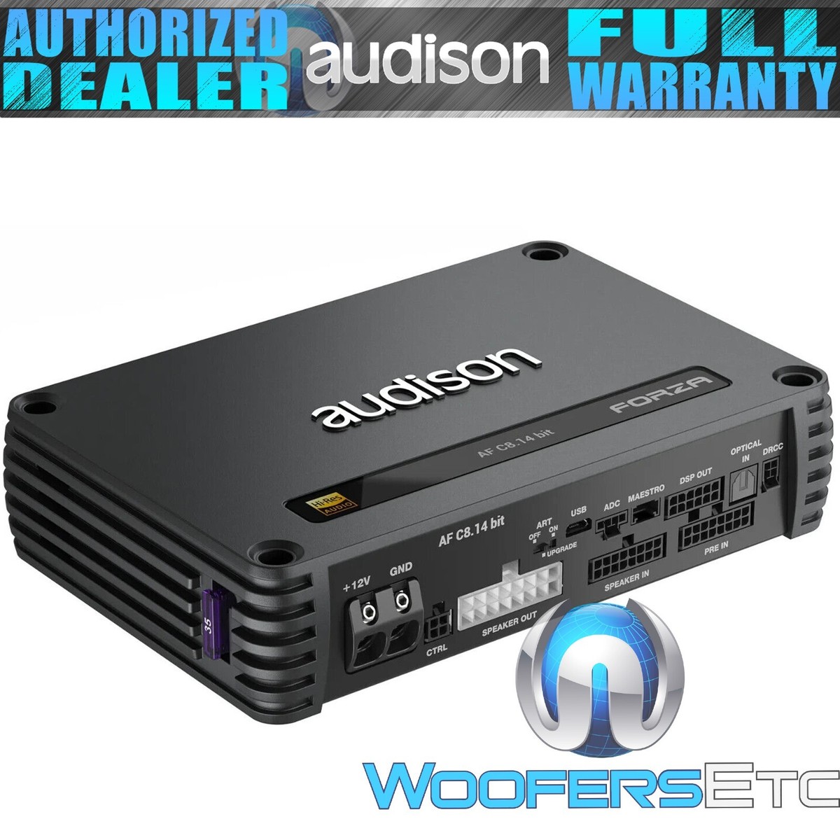 AUDISON AFC8.14BIT 8-CHANNEL 8 X 100W RMS CAR AMPLIFIER 14-CHANNEL
