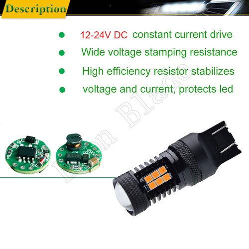 2Pcs T20 7443 7440 W21W WY21W Car LED Turn Signal Light Bulb Lamp Amber 12V 24V - Picture 5 of 8
