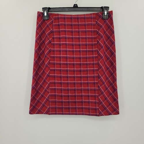J. Jill Women's Ponte Knit Plaid Skirt Red Small