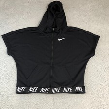 Nike Hoodie Kids Extra Large XL Black Full Zip Dri-Fit Sportswear Logo Spell Out
