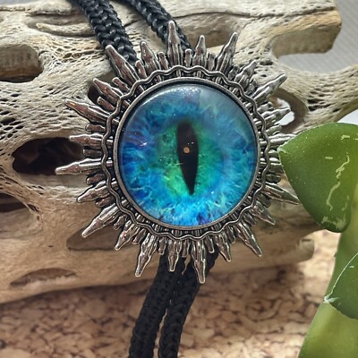 Dragon EYE Silver Lizard Bolo Tie Rustic Wedding Herpetology amphibians reptile