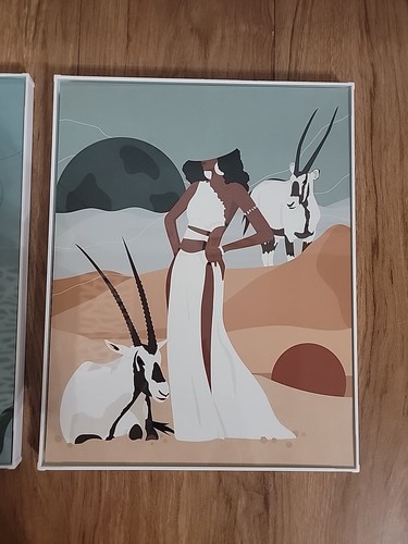 Set Of 2 Posters, White gazelle/ African girl 11"×14" Each White Framed - Picture 2 of 5