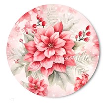 Poinsettia Christmas Flower Scrapbook Stickers Favors Envelope Seals Labels