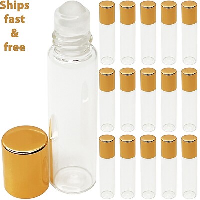 6ml 0.2oz glass tube roll on roller bottles for perfume essential oils gold lid