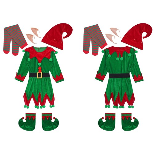 Kids Girls Boys Xmas Hat Dress Festival Party Elf Accessories Set Showman - Picture 1 of 18