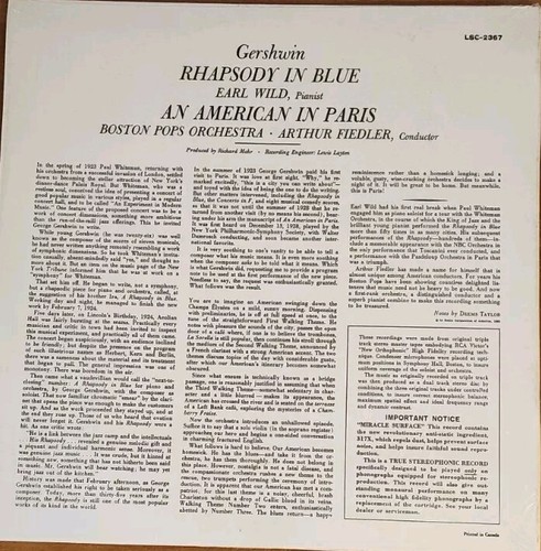 Gershwyn Rhapsody In Blue Vinyl- An American In Paris Vinyl Record - Picture 2 of 9