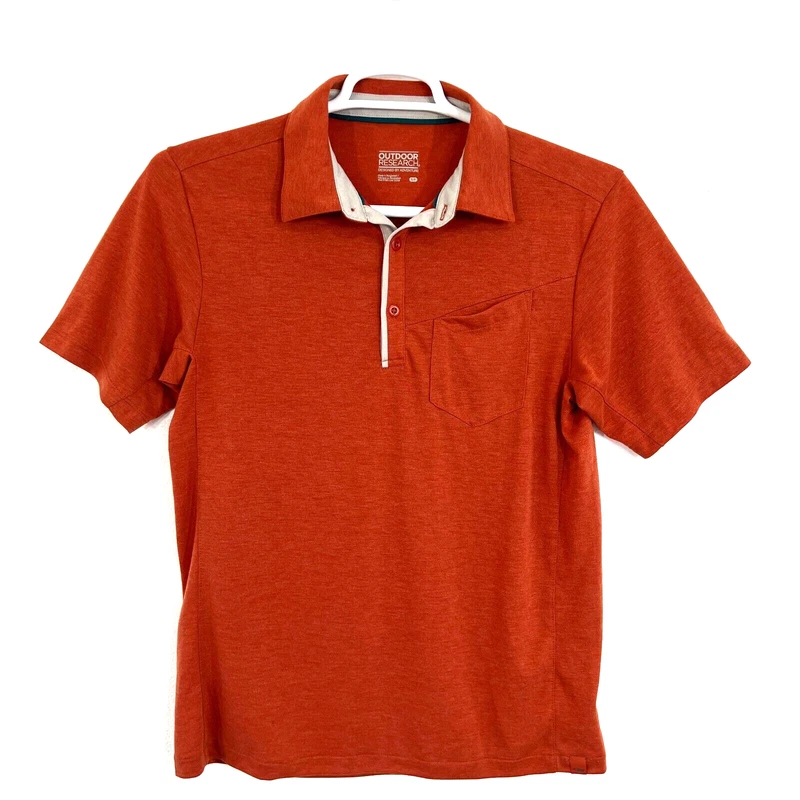 outdoor-research short sleeve tee 1/4 button up hiking shirt